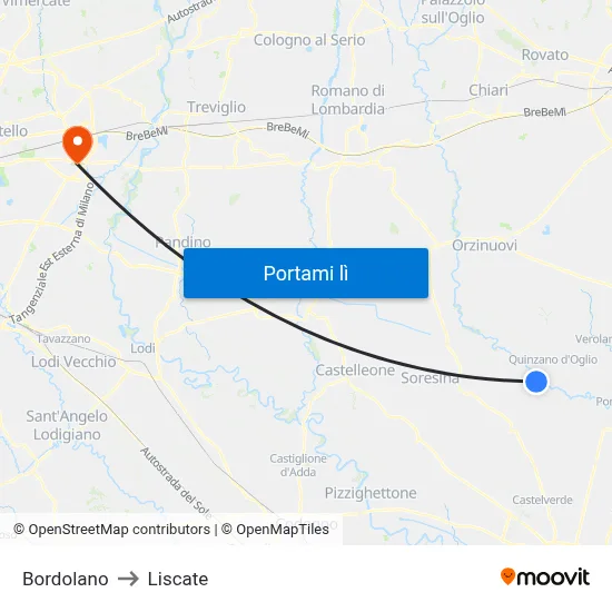 Bordolano to Liscate map