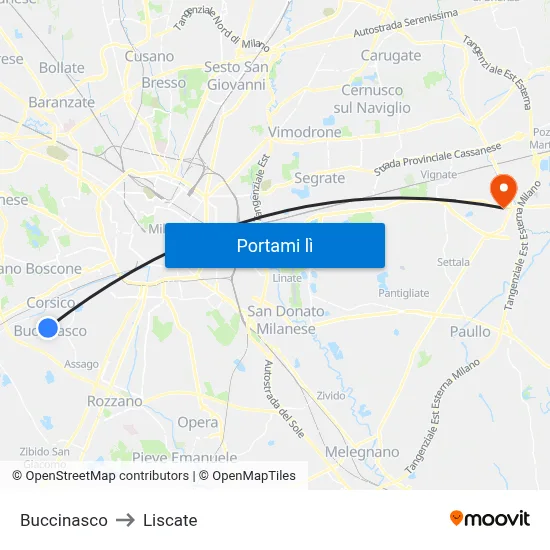 Buccinasco to Liscate map
