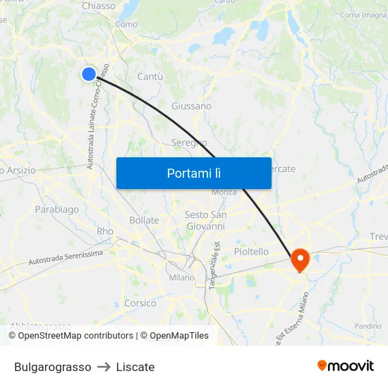 Bulgarograsso to Liscate map