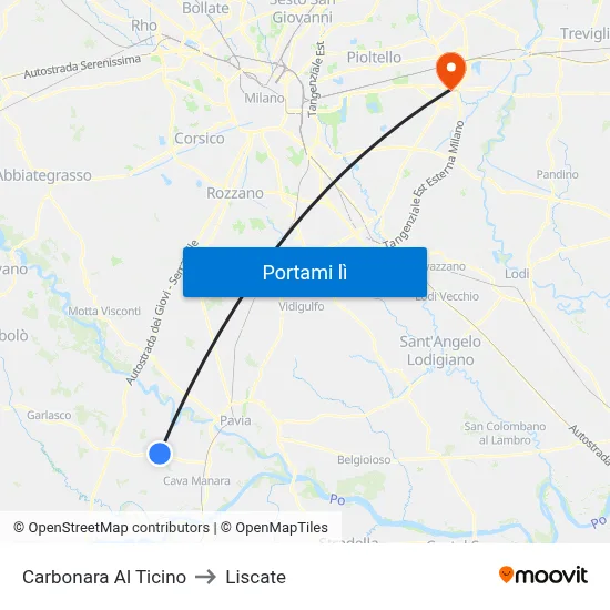 Carbonara Al Ticino to Liscate map