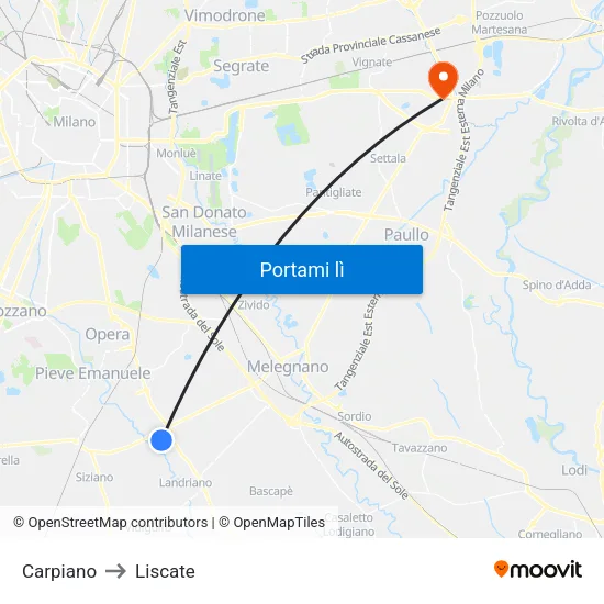 Carpiano to Liscate map