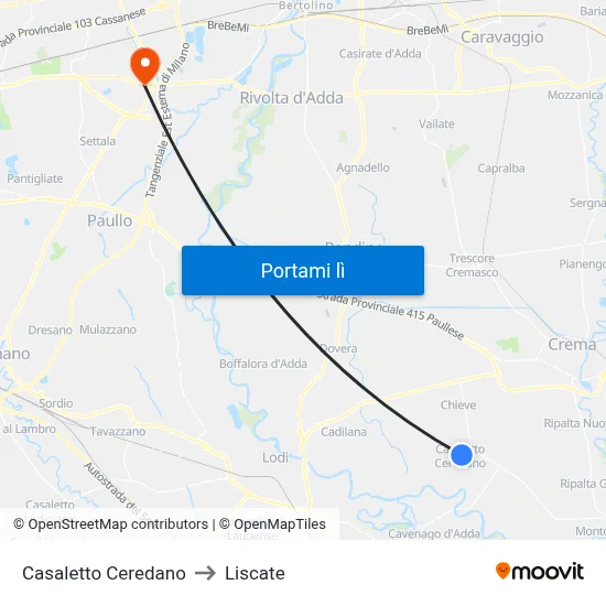 Casaletto Ceredano to Liscate map