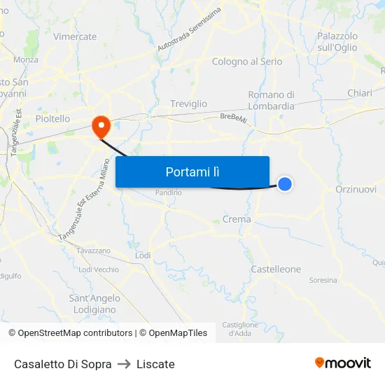 Casaletto Di Sopra to Liscate map