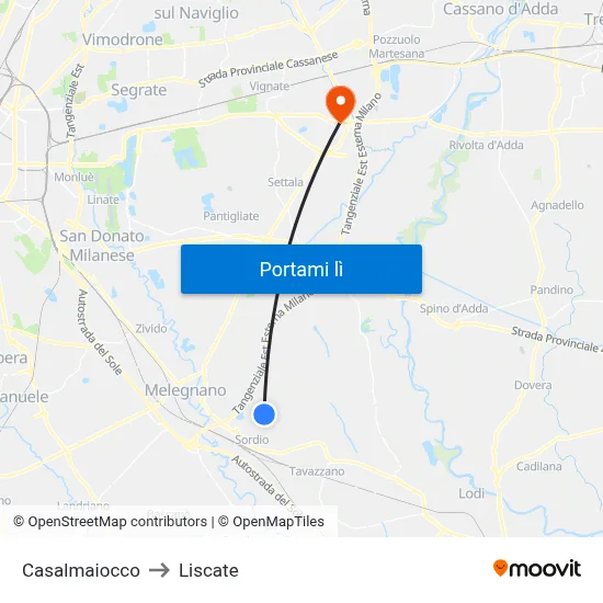 Casalmaiocco to Liscate map