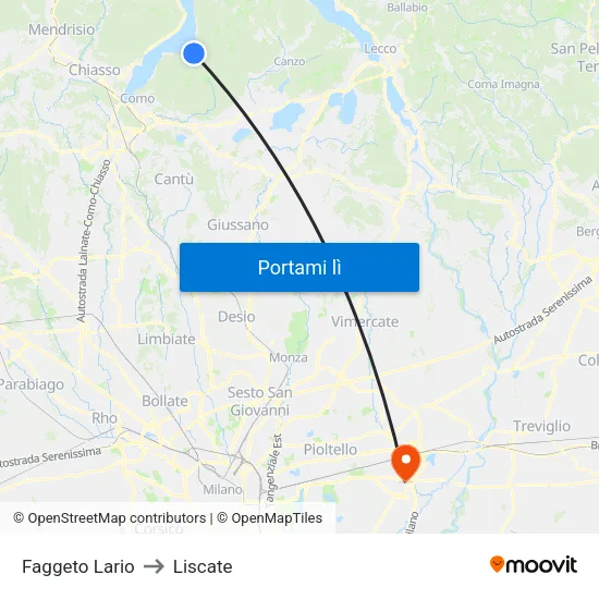 Faggeto Lario to Liscate map