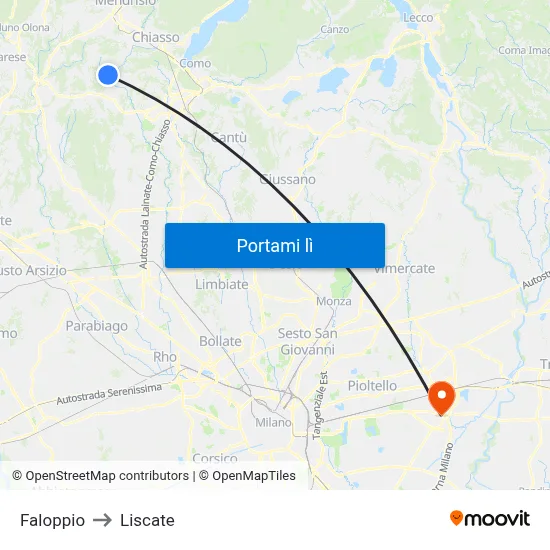 Faloppio to Liscate map
