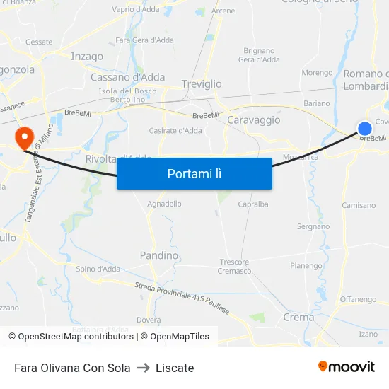 Fara Olivana Con Sola to Liscate map