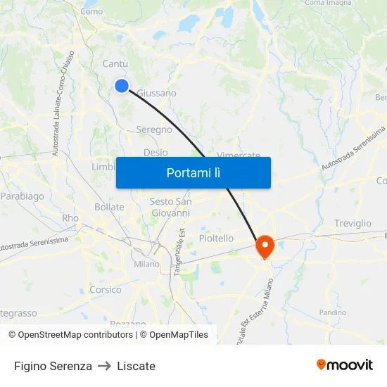 Figino Serenza to Liscate map