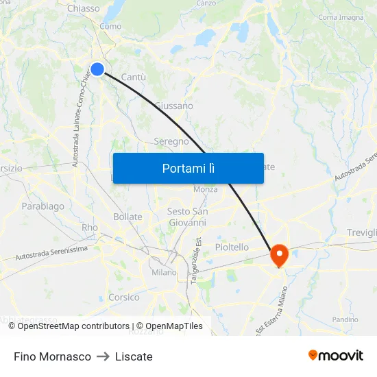 Fino Mornasco to Liscate map