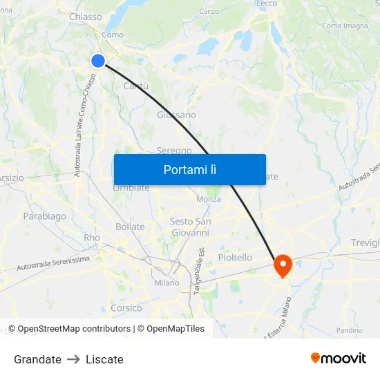Grandate to Liscate map