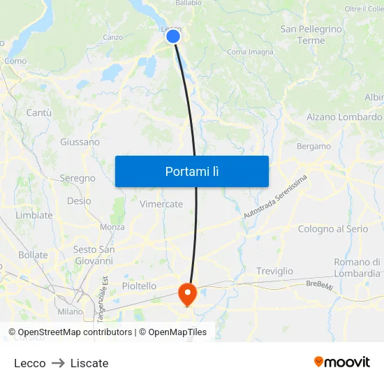 Lecco to Liscate map