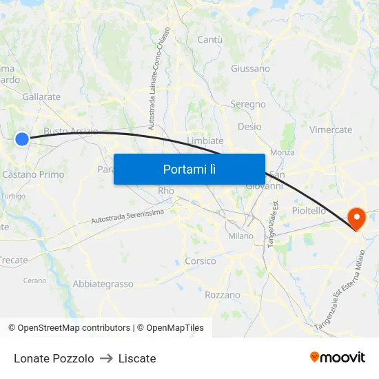Lonate Pozzolo to Liscate map
