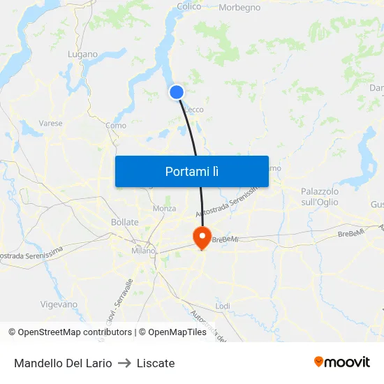Mandello Del Lario to Liscate map