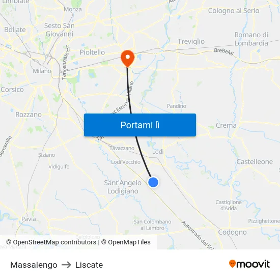 Massalengo to Liscate map