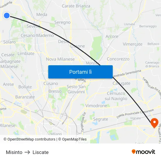 Misinto to Liscate map