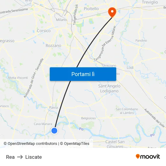 Rea to Liscate map