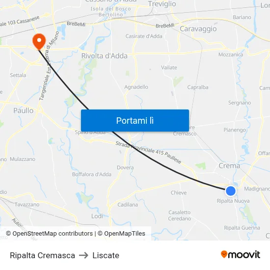Ripalta Cremasca to Liscate map
