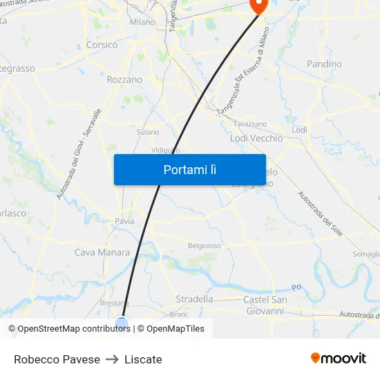 Robecco Pavese to Liscate map