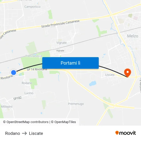 Rodano to Liscate map