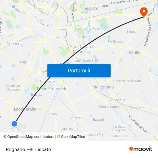 Rognano to Liscate map