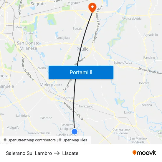 Salerano Sul Lambro to Liscate map