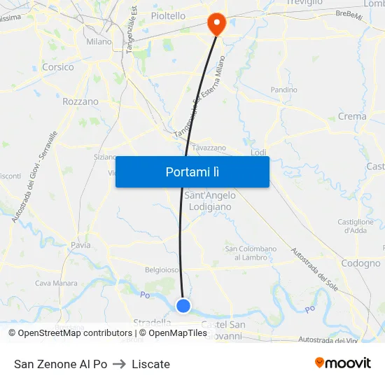 San Zenone Al Po to Liscate map
