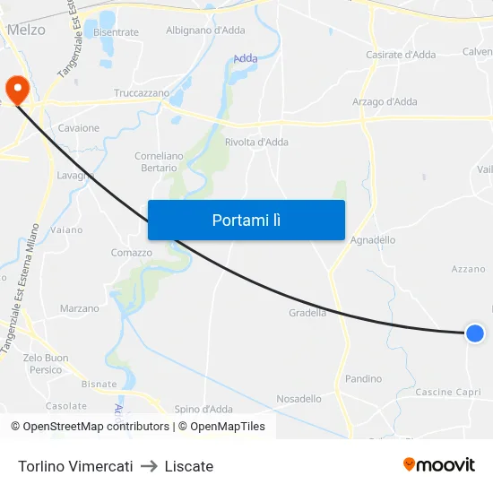 Torlino Vimercati to Liscate map