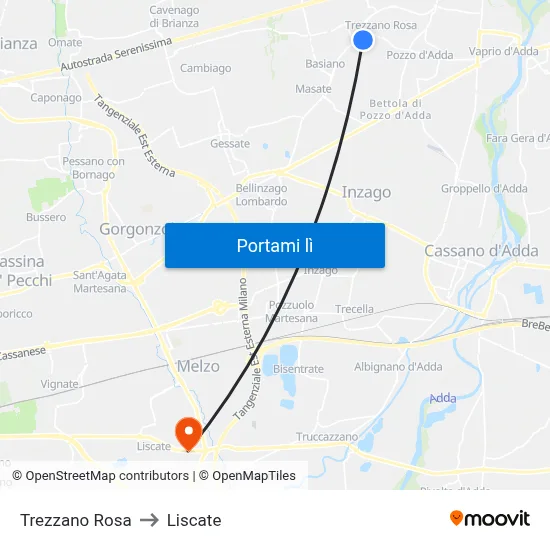 Trezzano Rosa to Liscate map