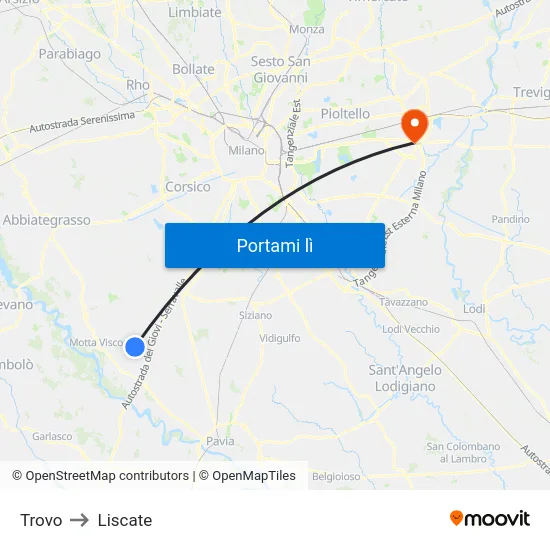 Trovo to Liscate map