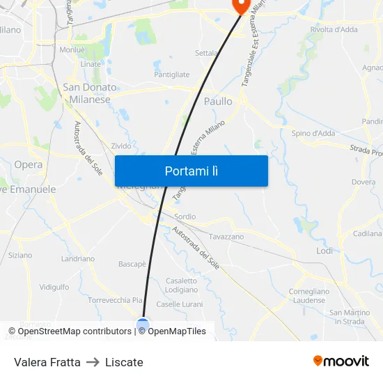 Valera Fratta to Liscate map