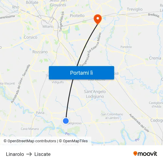 Linarolo to Liscate map