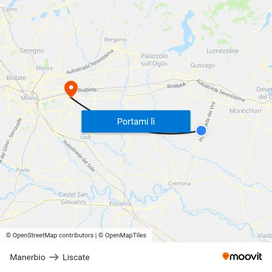 Manerbio to Liscate map
