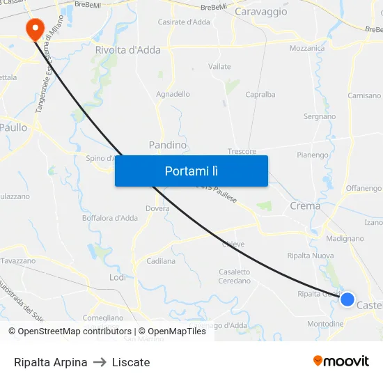 Ripalta Arpina to Liscate map