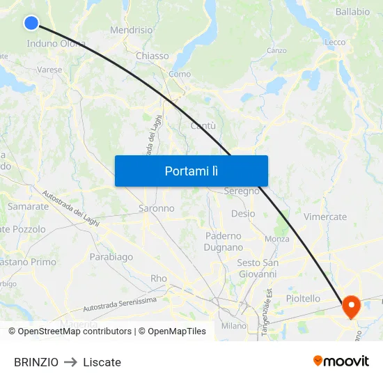 BRINZIO to Liscate map