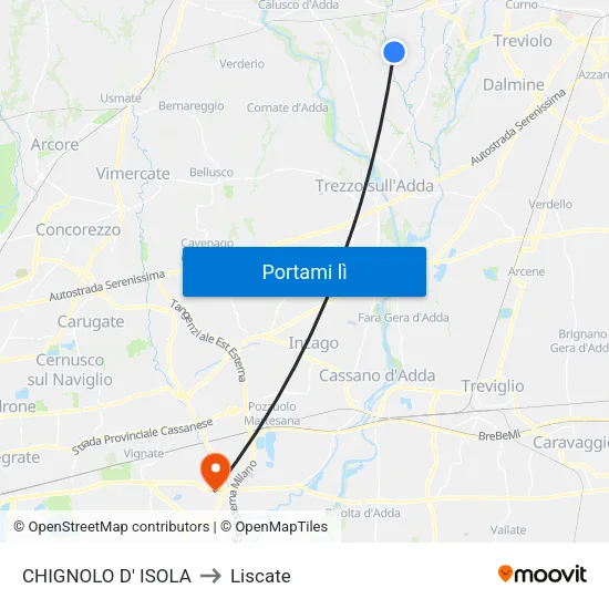 CHIGNOLO D' ISOLA to Liscate map