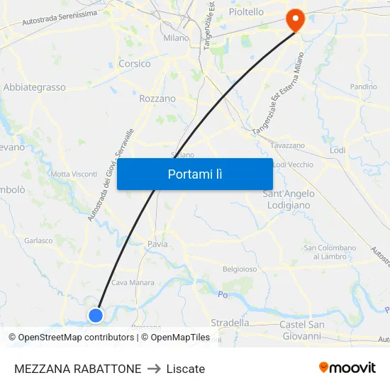 MEZZANA RABATTONE to Liscate map