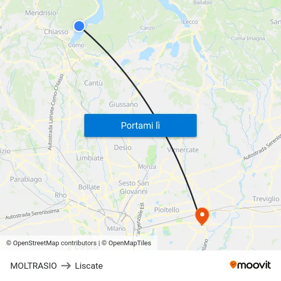 MOLTRASIO to Liscate map