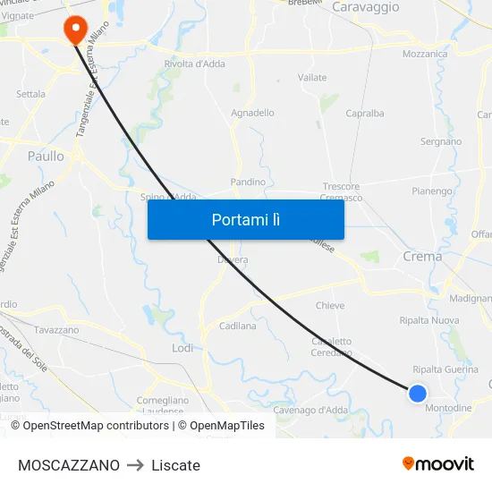 MOSCAZZANO to Liscate map