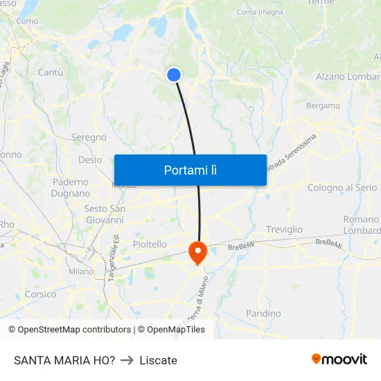 SANTA MARIA HO? to Liscate map