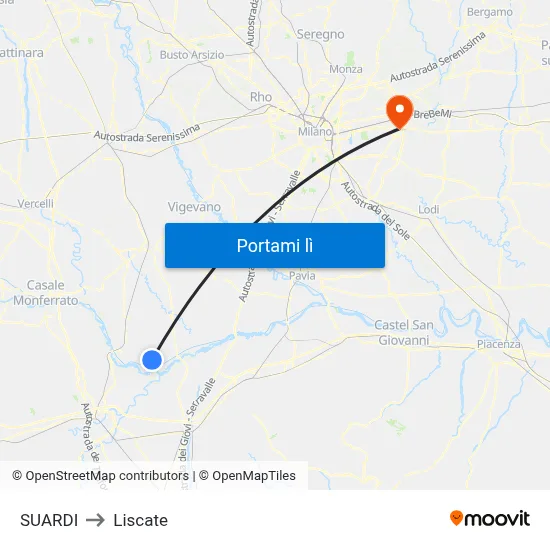 SUARDI to Liscate map