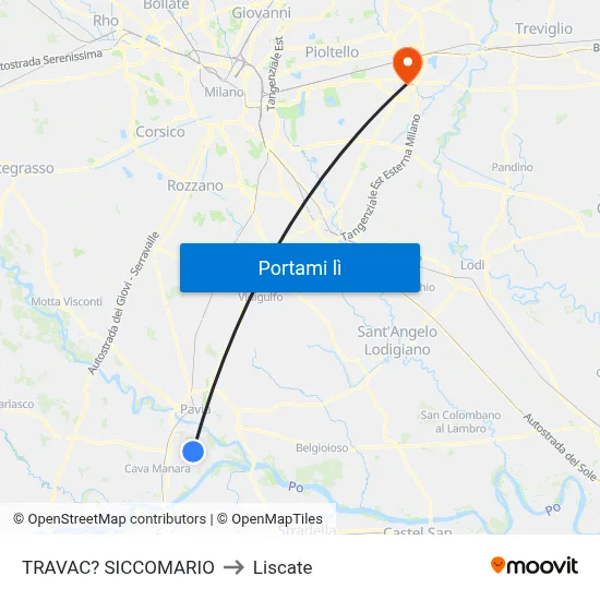 TRAVAC? SICCOMARIO to Liscate map