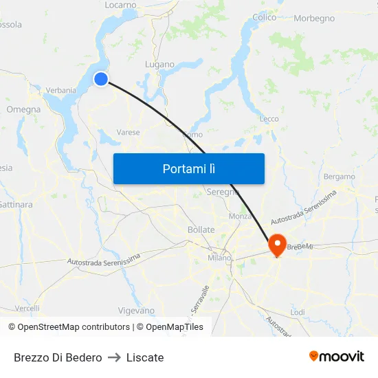 Brezzo Di Bedero to Liscate map