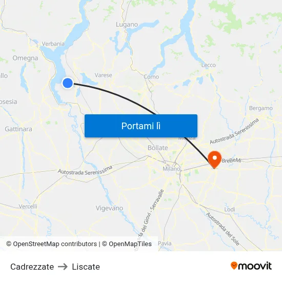 Cadrezzate to Liscate map