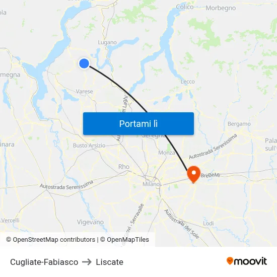 Cugliate-Fabiasco to Liscate map
