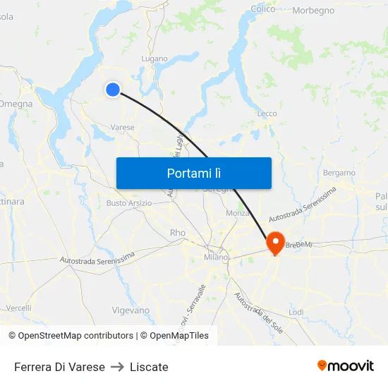 Ferrera Di Varese to Liscate map