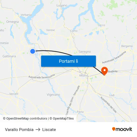 Varallo Pombia to Liscate map