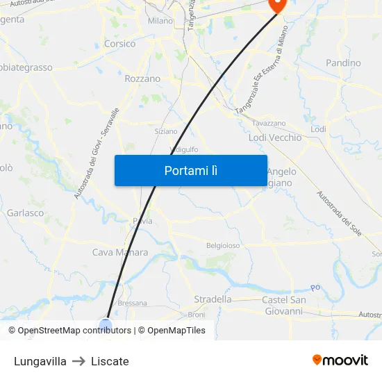 Lungavilla to Liscate map