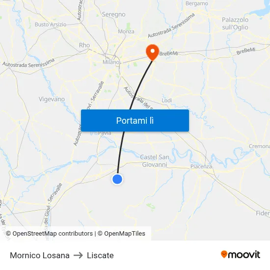 Mornico Losana to Liscate map