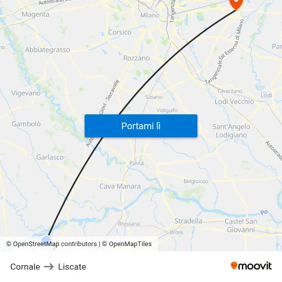 Cornale to Liscate map