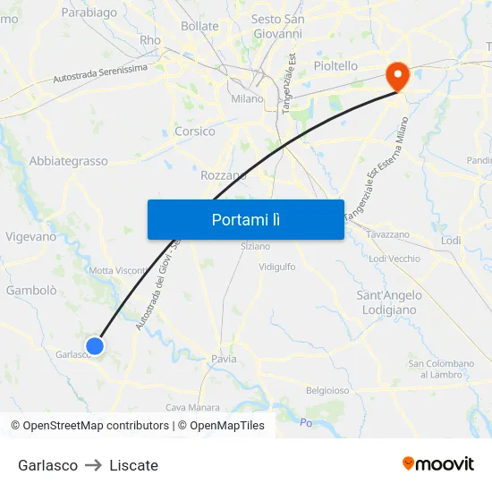 Garlasco to Liscate map